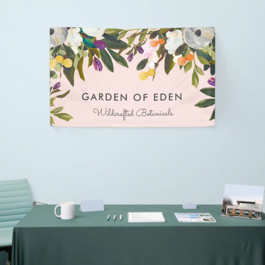 Botanisches Bliss Elegantes Blumenbanner | Blüte Banner (Messeveranstaltung)
