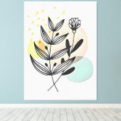 Botanisches Bliss - Minimalistische Blumenkunst Leinwanddruck (Insitu (Holzboden))