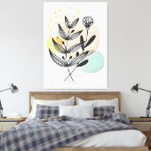 Botanisches Bliss - Minimalistische Blumenkunst Leinwanddruck (Insitu (Schlafzimmer))