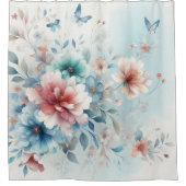 Botanisches Bliss mit Blau Duschvorhang (Vorderseite)