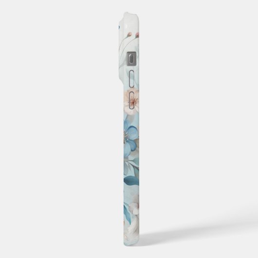 Botanisches Bliss mit Blau iPhone Hülle (Linke Seite)