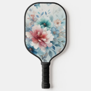 Botanisches Bliss mit Blau Pickleball Schläger