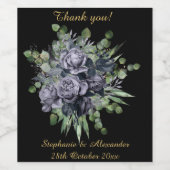 BOTANISCHES BLUE EUCALYPTUS BLACK KUSTOMIZABLE ETI WEINETIKETT (Einzelnes Label)
