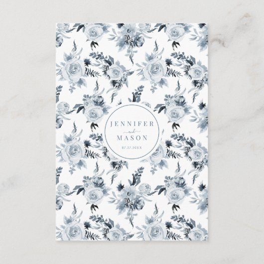 Botanisches Blue Graue Blumenkarte Begleitkarte (Rückseite)