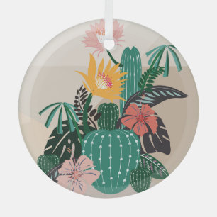 Botanisches Blühen: Kakteen Vintag Art. Ornament Aus Glas