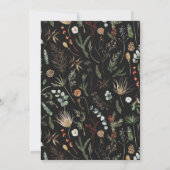 Botanisches blühendes Hochzeitschwarz Einladung (Rückseite)