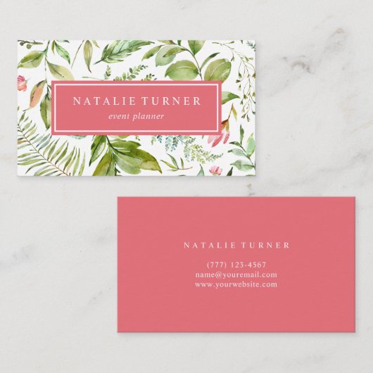 Botanisches BlumenAquarell Visitenkarte (Vorne/Hinten)