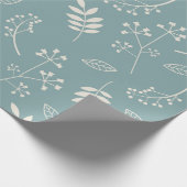 Botanisches BlumenBlätter-Grün Slate Blau Geschenkpapier (Ecke)