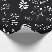 Botanisches BlumenBlätter-Grün weiß und schwarz Geschenkpapier (Ecke)