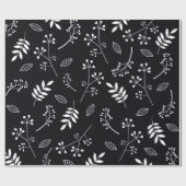 Botanisches BlumenBlätter-Grün weiß und schwarz Geschenkpapier (Flach)