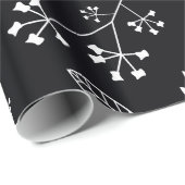 Botanisches BlumenBlätter-Grün weiß und schwarz Geschenkpapier (Rolleneckpunkt)