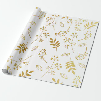 Botanisches BlumenBlätter-Imitat-Goldfolien-Weiß Geschenkpapier