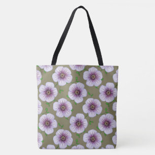 Botanisches Blumenblau auf irgendeiner Farbe Tasche