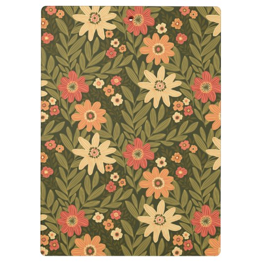 Botanisches Blumendesign in Erdtönen Klemmbrett (Rückseite)