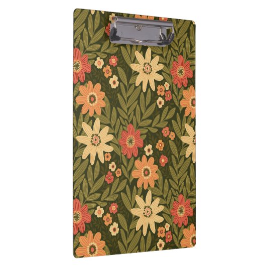 Botanisches Blumendesign in Erdtönen Klemmbrett (Rechts)