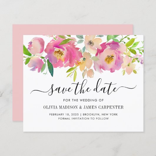 Botanisches Blumengestein Save the Date rot (Vorne/Hinten)