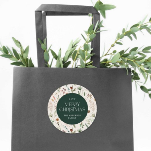 Botanisches Blumengrün Runder Aufkleber