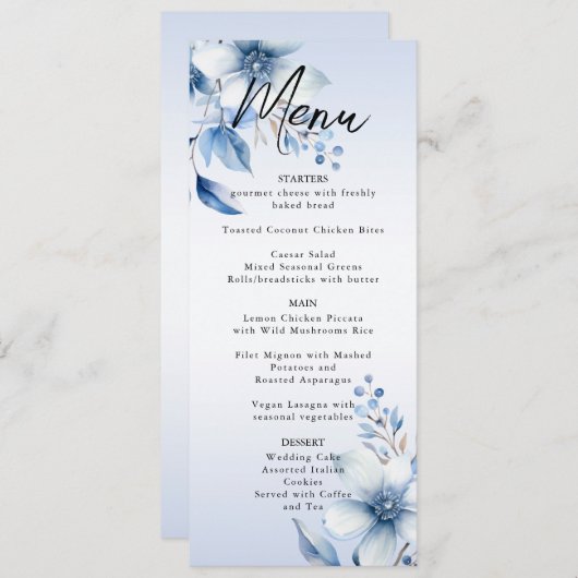 Botanisches Blumenmenü Menükarte (Vorne/Hinten)