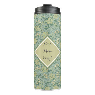 Botanisches Blumenmuster Antik Teal und Gelb Thermosbecher