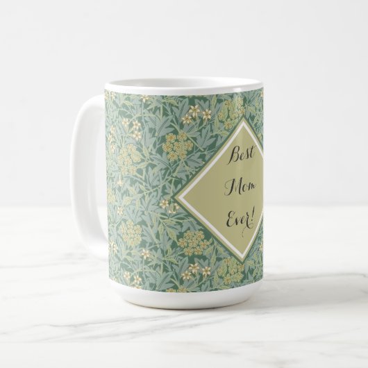 Botanisches Blumenmuster Aquamarin und gelb Kaffeetasse (Vorderseite Links)