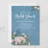 Botanisches Blumenmuster Blassrosa Vintage Rose Einladung (Vorderseite)