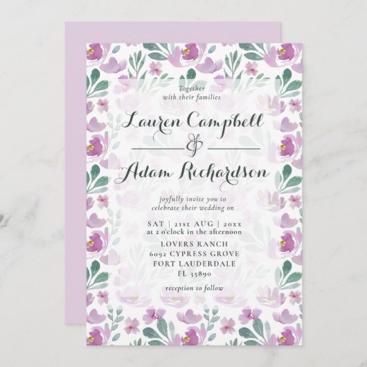 Botanisches Blumenmuster Einladung (Vorne/Hinten)