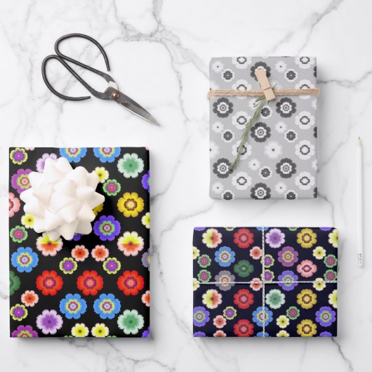 Botanisches Blumenmuster Geschenkpapier Set (Vorderseite)