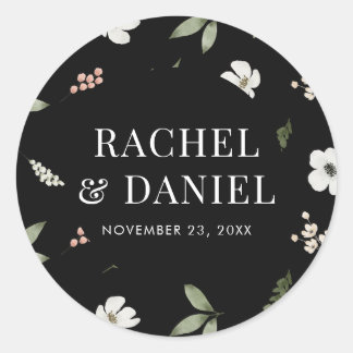 Botanisches Blumenmuster Hochzeitsszenario-Umschla Runder Aufkleber
