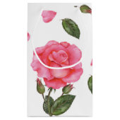 Botanisches Blumenmuster in Rosa Kleine Geschenktüte (Rückseite)