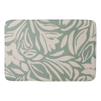 Botanisches Blumenmuster in Salbei und Creme Badematte