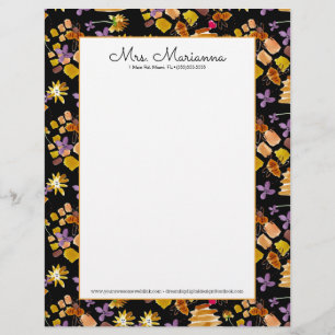 Botanisches Blumenmuster von Hand Wasserfarbene Bi Briefbogen