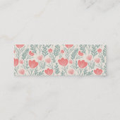 Botanisches Blumenmuster, weich, rosa und grün Mini Visitenkarte (Rückseite)