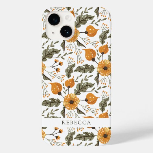 Botanisches Blumenmuster Weißer Goldener Individue Case-Mate iPhone Hülle (Rückseite)