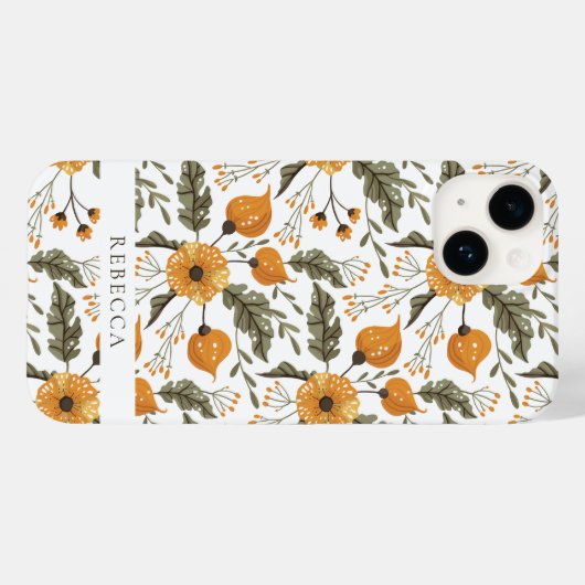 Botanisches Blumenmuster Weißer Goldener Individue Case-Mate iPhone Hülle (Rückseite (Horizontal))