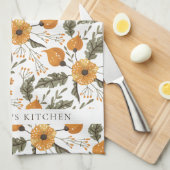 Botanisches Blumenmuster Weißer Goldener Individue Geschirrtuch (Viertel Falte)