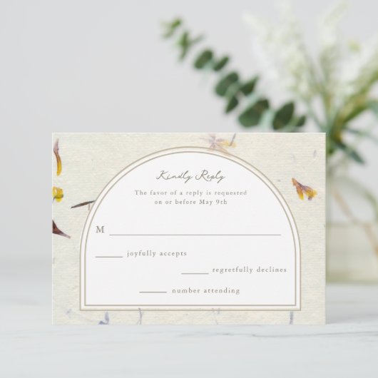 Botanisches Blumenpapier Moderne Hochzeit RSVP Karte (Stehend Vorderseite)