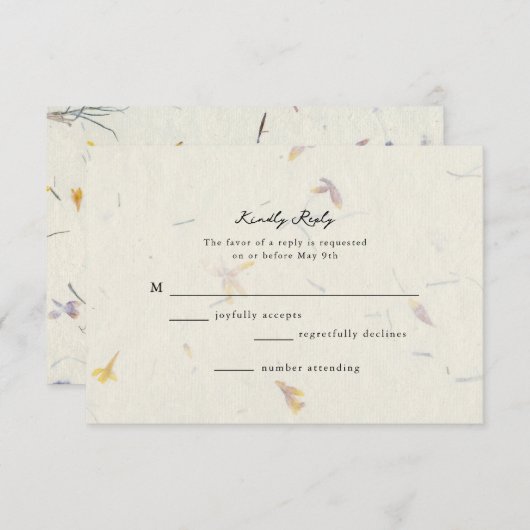 Botanisches Blumenpapier Moderne Hochzeit RSVP Karte (Vorne/Hinten)
