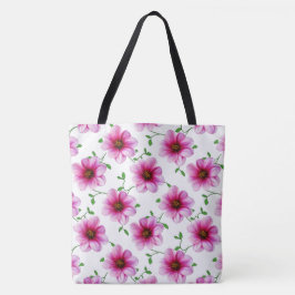 Botanisches Blumenrosa auf irgendeiner Farbe Tasche