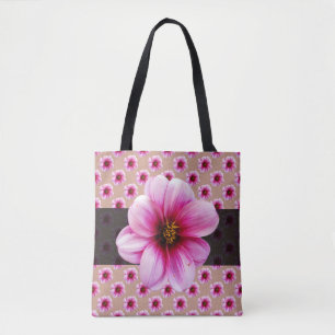 Botanisches Blumenrosa auf irgendeiner Farbe Tasche