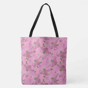 Botanisches Blumenrosa auf irgendeiner Farbe Tasche