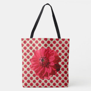 Botanisches Blumenrot auf irgendeiner Farbe Tasche