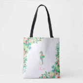 Botanisches BlumenSeepferd-Monogramm Tasche (Vorderseite)