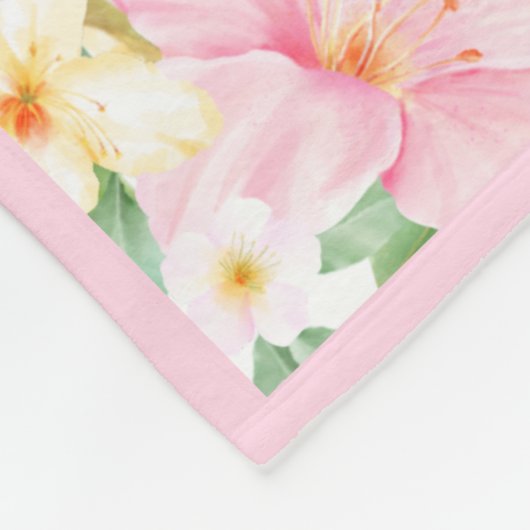 Botanisches Blush Pink Baby Girl Fleecedecke (Ecke)