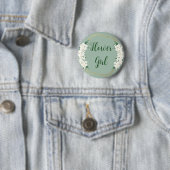 Botanisches Blütenweiß auf grünem Blumenmädchen Button (Beispiel)