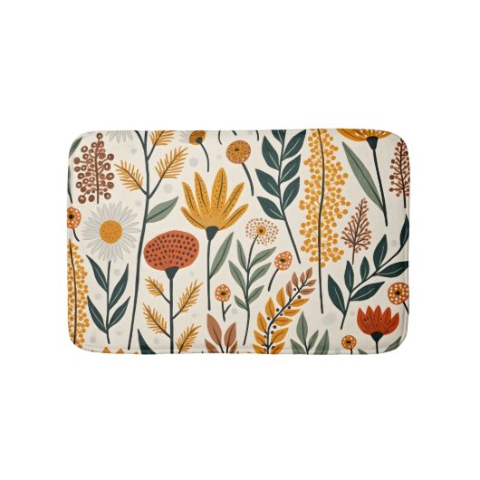 Botanisches Boho-Blumen-Pflanzen-Design 390 Badematte (Vorderseite)