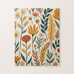 Botanisches Boho-Blumen-Pflanzen-Design 390 Puzzle