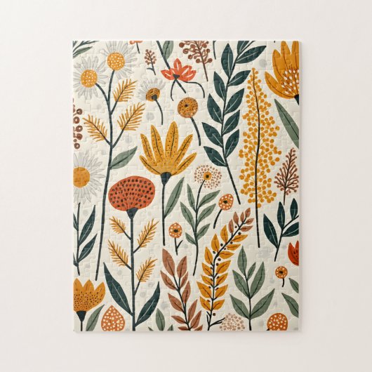 Botanisches Boho-Blumen-Pflanzen-Design 390 Puzzle (Vertikal)