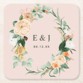 Botanisches Boho Blumengrün Monogram Wedding Rechteckiger Pappuntersetzer (Vorderseite)