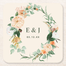 Botanisches Boho Blumengrün Monogram Wedding