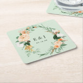 Botanisches Boho Blumengrün Monogram Wedding Sq Rechteckiger Pappuntersetzer (angewinkelt)